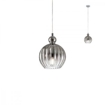   PLUMEN Modern függőlámpa króm füst szín d: 15 cm, REDO-01-2063