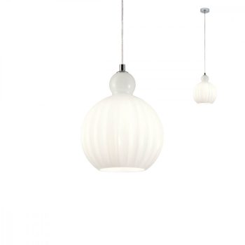   PLUMEN Modern függőlámpa króm opál d: 20 cm, REDO-01-2065