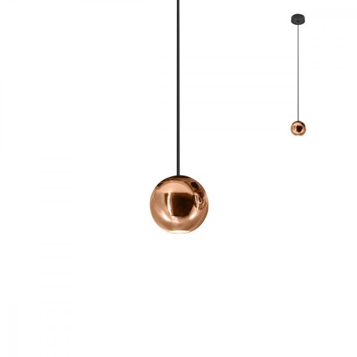 GLOBULO Modern LED függőlámpa matt fekete, 459 lumen, rose-gold, REDO-01-2358