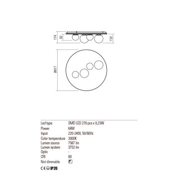  CORUM LED mennyezeti lámpa, modern, REDO 01-2468, fekete, 7567 lm