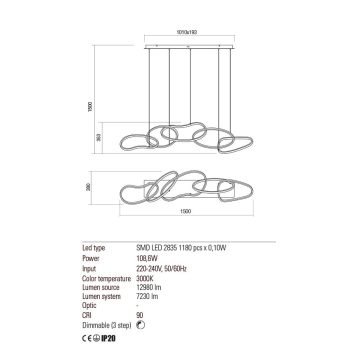 BIAS LED design csillár, REDO 01-2597 matt fehér, 12980m