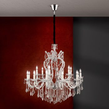   THERESA csillár, Klasszikus kristály, ORION-MOLECZ LU 2391/12+6 MT-silber  (18xE14)