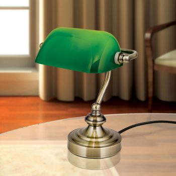   BANKERSLAMP klasszikus asztali lámpa, Orion-Molecz LA 4-1165/1 Patina/grün (1xE14/Illu40W)