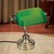 BANKERSLAMP klasszikus asztali lámpa, Orion-Molecz LA 4-1165/1 Patina/grün (1xE14/Illu40W)