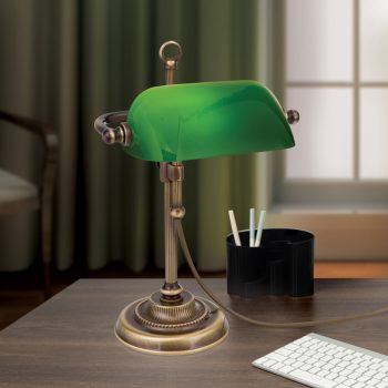   HARVARD klasszikus asztali lámpa, Orion-Molecz LA 4-1211/1 Patina/grün (1xE14)