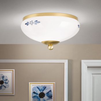   LANDHAUS rusztikus mennyezeti lámpa, Orion-Molecz-DL 7-672 MS/opal-blau (1xE27)