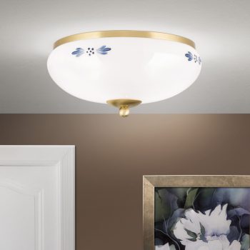   LANDHAUS rusztikus mennyezeti lámpa, Orion-Molecz-DL 7-673 MS/opal-blau (2xE27)