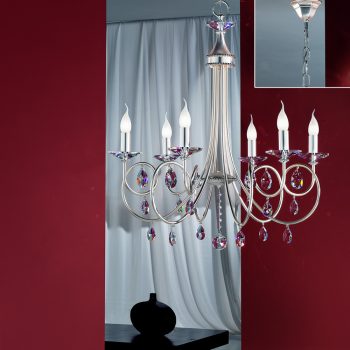   GIADA csillár-függeszték, kristály, ORION-Molecz-LU 1670/6 silber-matt  (6xE14)          