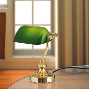   BANKERS asztali lámpa, Klasszikus, ORION-Molecz-LA 4-1165/1 Patina/opal (1xE14/Illu/40W)