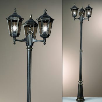   PUCHBERG kültéri lámpa, Klasszikus, ORION-Molecz-AL 11K/82579 schwarz-gold/rauch (3xE27) 