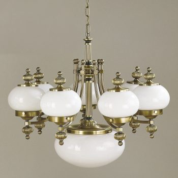   Wiener Nostalgie csillár, klasszikus, ORION-MOLECZ LU 1319/7+1 Patina/328,330 opal glänzend