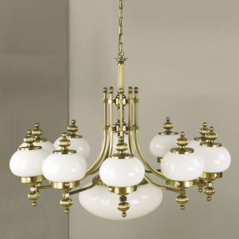   Wiener Nostalgie csillár, klasszikus, ORION-MOLECZ LU 1319/10+1 Patina/328,337 opal glänzen