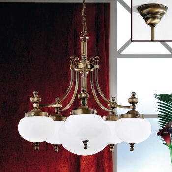   Wiener Nostalgie csillár, klasszikus, ORION-MOLECZ LU 1320/5+1 Patina/328, 329 opal matt