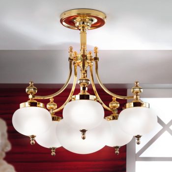   Wiener Nostalgie csillár, klasszikus, ORION-MOLECZ LU 1321/5+1 MS/328, 329 opal matt