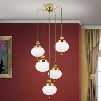   Wiener Nostalgie csillár, klasszikus, ORION-MOLECZ LU 1323/4+1 MS/328 opal matt