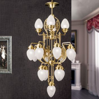   Budapest csillár, szecessziós, ORION-MOLECZ LU 1440/4+8+4+1 bronze/376 klar-matt