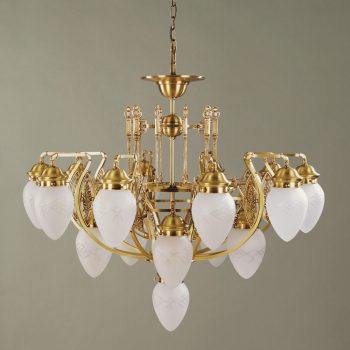   Budapest csillár, szecessziós, ORION-MOLECZ LU 1440/10+5+1 bronze/376 klar-matt