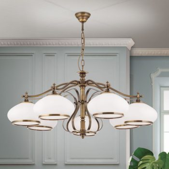   Empire csillár, klasszikus, ORION-MOLECZ LU 1460/6 Patina/385 opal-Patina