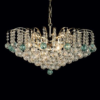   Klassisch csillár, klasszikus-kristály, ORION-MOLECZ LU 2324/9/62 gold/grün (9xE14)