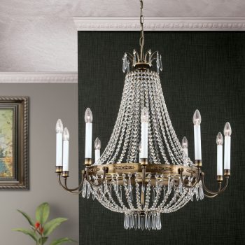   Empire Crystal csillár, klasszikus-kristály, ORION-MOLECZ LU 2405/10/80 Patina