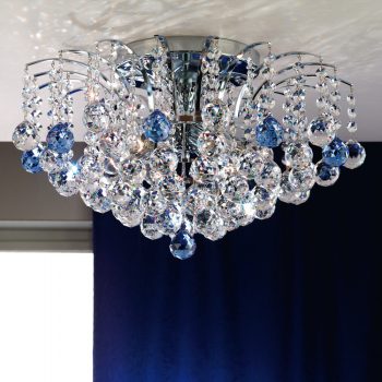   Klassisch mennyezeti lámpa, klasszikus-kristály, ORION-MOLECZ DLU 2324/6/52 chrom/blau (6xE14)