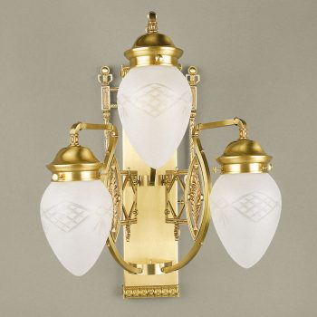   Budapest fali lámpa, szecessziós, ORION-MOLECZ WA 2-689/3 bronze/376 klar-matt