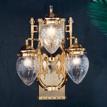   Budapest fali lámpa, szecessziós, ORION-MOLECZ WA 2-689/3 gold/411 klar-Schliff