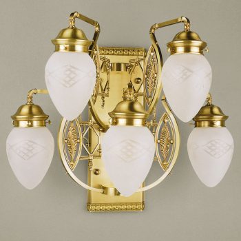   Budapest fali lámpa, szecessziós, ORION-MOLECZ WA 2-689/5 bronze/376 klar-matt