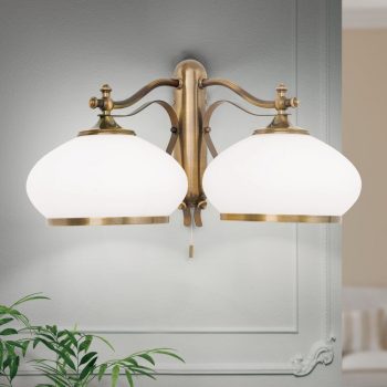   Empire fali lámpa, klasszikus, ORION-MOLECZ WA 2-720/2 Patina/385 opal-Patina