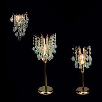   Klassisch asztali lámpa, klasszikus-kristály, ORION-MOLECZ LA 4-913/1 gold/grün   (1xE14)