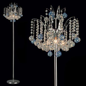   Klassisch állólámpa, klasszikus-kristály, ORION-MOLECZ Stl 12-997/3 chrom/blau (3xE14)